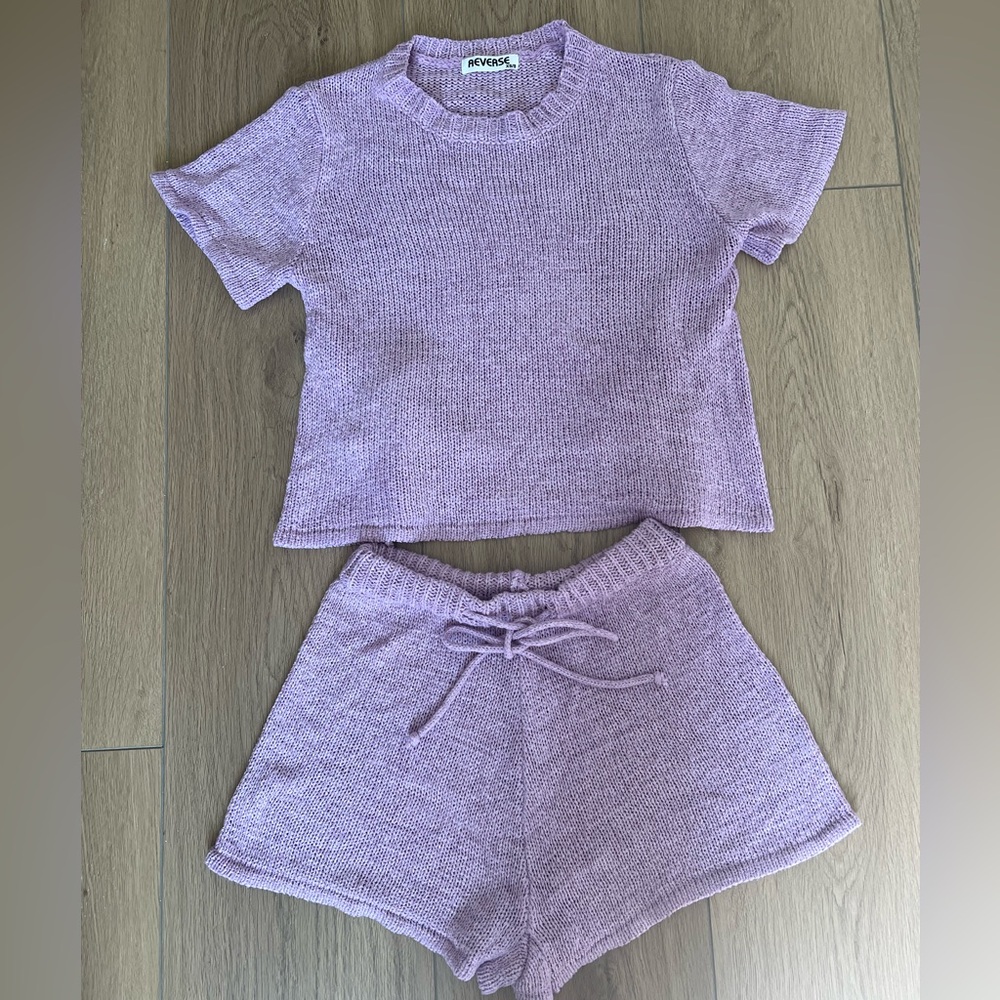 Lilac knit short and tee set